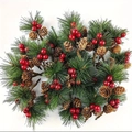 Artificial pine branches with red berries and pinecones for Christmas DIY wreaths decoration - Christmas Pine Picks Red Berry