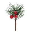 Künstliche Kiefernnadeln mit gefrosteten roten Beeren für Weihnachtsdeko - Kiefernnadel Mit 3 Roten Glasperlen