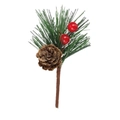 Weihnachtlicher Kiefernzweig mit Kiefernzapfen und roten Beeren für festliche Dekorationen - Kiefernnadel Mit 2 Beeren Und 1 Tannenzapfen