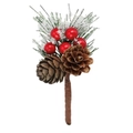 Christmas pine needles with red berries and snow-dusted pine cones for DIY wreath decor - Snowflake Pine Needle