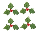 Künstliche Weihnachtsstechpalmenblätter mit roten Beeren für Kranz DIY Dekorationen - Durchmesser 14cm / Rote Beeren und grüne Blätter