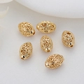 Set of six 14k gold-filled hollow olive-shaped beads for DIY jewelry making - 14K Gold Hollow Oval Bead (H-5961)