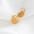 Macro detail of 14K gold plated lucky 'Cai' pendants with matte finish for DIY jewelry - Cai Wealth Character Style (D563)