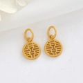 Golden hollow round pendant with Double Happiness Xi character for DIY jewelry making - Double Happiness Character (H-5527) / 14K Gold