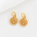 Golden Chinese lucky pendant charms with hollow pattern and matte finish for DIY jewelry - Traditional Chinese Pattern (H-5522) / 14K Gold