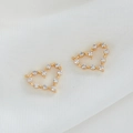 14K gold plated heart charm with sparkling white zircons for DIY jewelry making - 14K Gold H-6338 Style