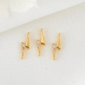 Three 14K gold lightning bolt charms with sparkling zircon stones for DIY jewelry making - Small Minimalist White Zirconia Lightning (H-6663)