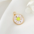 Minimalist 14k gold plated heart pendant with green enamel on white fabric background - Gold with Green Heart