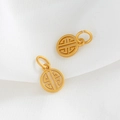 Macro detail of gold-plated hollow charms with traditional Chinese pattern for DIY jewelry - Window Lattice Ruyi Pattern (H-5521) / 14K Gold