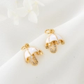Gold-plated enamel umbrella pendant with micro-pave zircons for DIY jewelry making - Micro Pave Umbrella Style (H-6645)