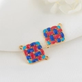 Enamel square charm connector with woven texture for DIY bracelets and necklaces - Woven Texture Style (H-6698)