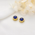 Perles dorées avec gemmes bleues et motif de monnaie chinoise pour création de bijoux - Bleu Foncé (D534)