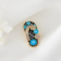 Golden flip-flop pendant with blue evil eye enamel and shimmering zircons for DIY jewelry - Flip Flop Style H-6485 / Black