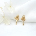 Golden rose flower pendant set for DIY jewelry making with realistic metallic petals - Rose Shape (H-5292)