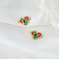 Colorful heart-shaped 14K enamel tai chi pendant with double loops for DIY jewelry - Colorful Patchwork Style (H-6849) / Double Hanging Connector