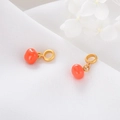 Macro view of gold sand-finish metal and orange enamel persimmon charms for DIY bracelets - Glossy Orange Red Round Bead Pendant (D1340)