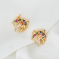 Exquisite 14K gold plated fish pendant with colorful zircon stones and micro-pave details - Fish Shape (H-6843)