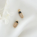 Creative 14K gold-plated capsule pendant with black enamel and micro-paved zircons - Black Capsule Pendant (H-6847黑) / Black