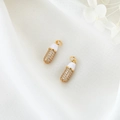 Minimalist 14K gold plated capsule charms with white enamel and micro-pave crystals - White Capsule Pendant (H-6847白) / White