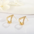 V-förmige 925er Silbernadel Ohrstecker in Gold mit Zirkon-Blumenbasis für DIY Schmuck - V-Form-Design (H-3337) / Gold