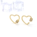Boucles d'oreilles cœur dorées 14 carats avec texture torsadée et détails en pavé - Or 14 carats / Cœur (H-4159)