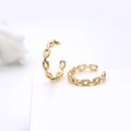 Minimalist gold chain style open ring for women featuring polished link design - Chain Link Oval Ring Style (K-0012)