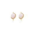 Pink opal gemstone earring connector with gold metal beading in a symmetrical design - 14K Gold Double Loop (K-0136) (10mm) / 10mm
