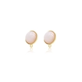 Pink opal stone earrings with gold twisted frame and S925 silver needle studs - 14K Gold Single Loop (K-0136) (10mm) / 10mm