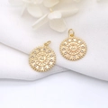Golden round sunburst pendants with micro-set zircons for DIY jewelry making - Sunburst Radiating Style (H-4804)