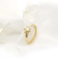 Anillo ajustable minimalista de oro de 14K con corazón de concha y corona - Anillo de Oro de 14K D233