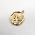 Hexagon bee pendant in 14k gold plated copper for DIY jewelry making and necklaces - Bee Relief Hexagon Vertical (K-0070) / Gold