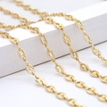 Polished 14K gold-plated pig nose link chain for DIY jewelry making displayed on a stand - AL-215 / 14K Gold