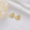 Exquisito colgante cabeza de león chapado en oro de 14K con circonitas y diseño en espiral - Estilo Espiral Circular (H-5845)