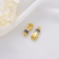 Ciondoli a mano placcati oro con zirconi blu e occhio greco per gioielli fai da te - Stile Palmo Malocchio (H-5852) / Oro 14K