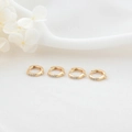 Set of four 14K gold plated earring hoops with cubic zirconia and DIY hanging loops - 14K Gold Rhinestone Style (H-5709)