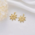 Colgante de copo de nieve chapado en oro de 14K con circonitas microengastadas - Estilo Estrella Octogonal (H-5842)