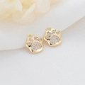 Set of 14K gold plated cat paw pendants with sparkling zircon stone inlay for jewelry DIY - Cat Paw Style (H-5903) / Gold