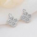 Silver 14K gold-plated four-leaf clover pendant with micro-pave crystals for necklaces - Clover Style (H-5926) / Silver