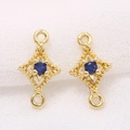 14k vergoldeter Rauten-Verbinder mit blauem Zirkon für DIY-Schmuckherstellung - 14K Vergoldet Königsblau Zirkonia