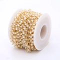 DIY jewelry 3mm white crystal beads chain wrapped in golden finish on a white spool - White