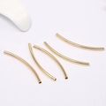 Polished 14k gold-plated copper curved tube beads for DIY bracelet and jewelry making - 35mm Style (D136)