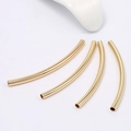 Polished 14k gold-plated copper curved tube beads for DIY bracelet and jewelry making - 24mm Style (D136-1)