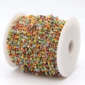 Catena di perle di cristallo colorate da 3mm con maglia in metallo dorato su rocchetto - Multicolore