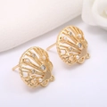 14k gold plated shell stud earrings with pearls and stars for DIY jewelry crafting - Shell Shape Style (h-4010)