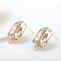 Boucles d'oreilles ovales dorées avec anneau pour la création de bijoux DIY et artisanat - Style Ovale Martelé (H-3504) / Or 14 carats