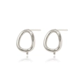 Clous d'oreilles ovales irréguliers en argent texture lave avec anneau de suspension - h-3972 / Palladium