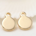Polished 14k gold plated round heart pendant charm for DIY jewelry making accessories - Round Pendant (H-3234)