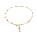 Minimalist 14k gold box chain bracelet with polished beads and lobster clasp closure - Anklet