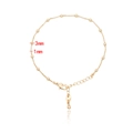 Detail of 14k gold plated box chain with 3mm beads and adjustable lobster clasp - Bracelet