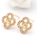 Bases de boucles d'oreilles trèfle doré avec zircons pour la création de bijoux DIY - Style Trèfle Doré (H-3510)